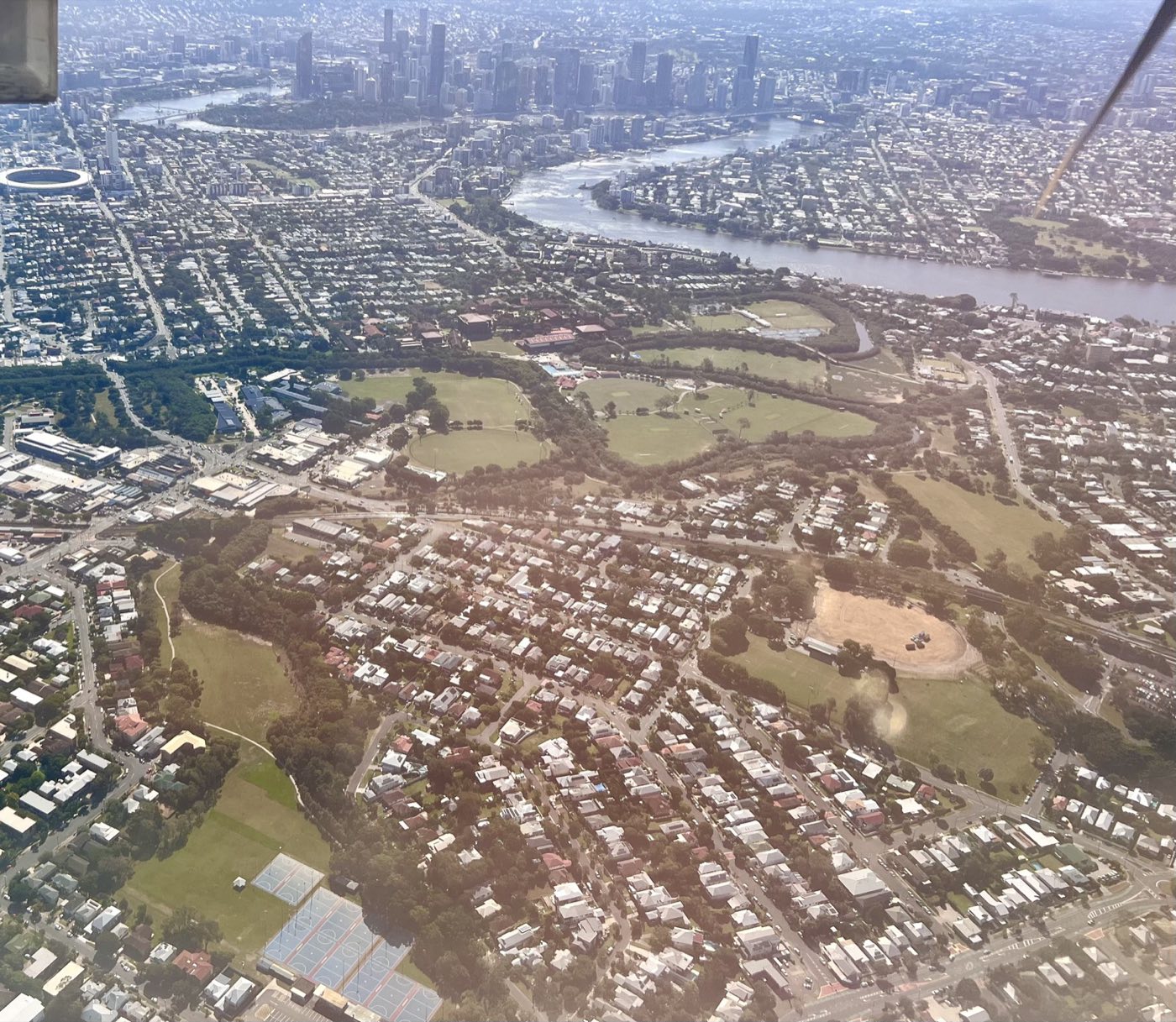 Camp Hill from the air, looking across its hills